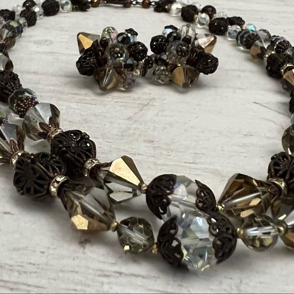 Alice Caviness Vintage Aurora Borealis Necklace and Earring Statement Set - Picture 10 of 15